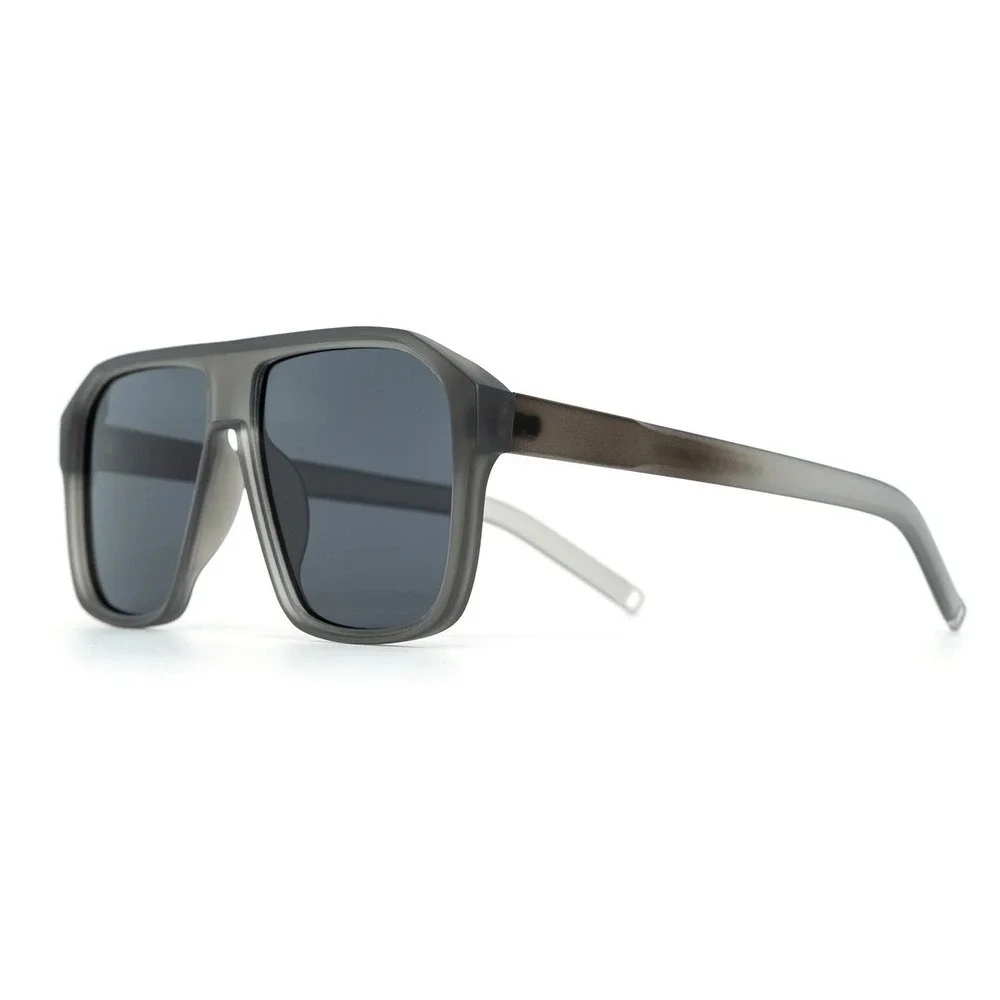 Mens Matte Grey Sunglasses Classy Square Smoke Lens UV400 Business Wear Gafas